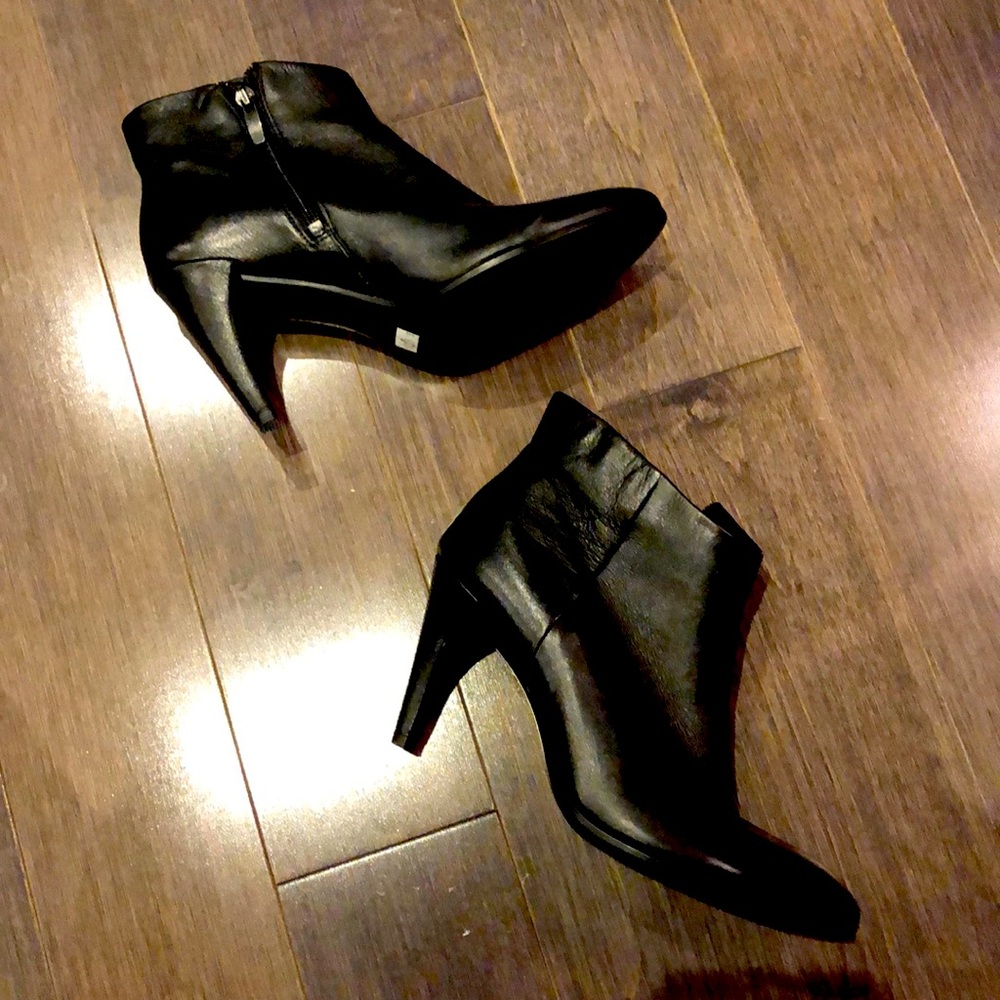 Black leather booties